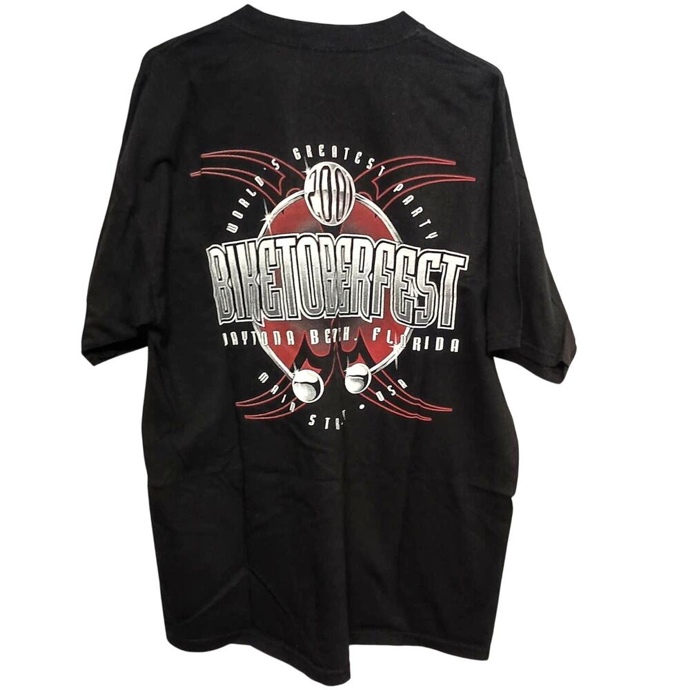 VTG 2001 Flagger Beach Biketoberfest Pocket T-Shirt SZ XL black